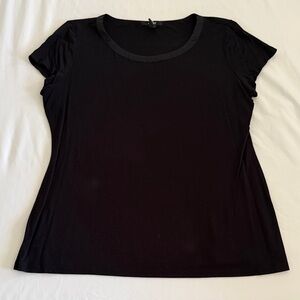 Alfani Elegant Black Short Sleeve Top Satin Neck